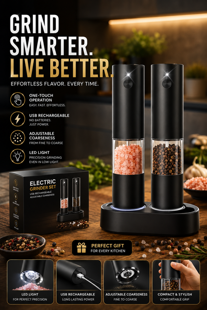 One-Touch Electric Salt & Pepper Grinder Set