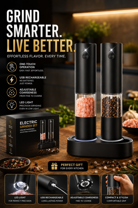 One-Touch Electric Salt & Pepper Grinder Set